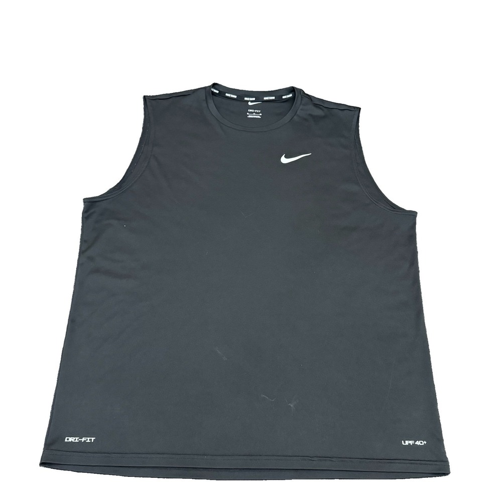 Nike Swim Dri-Fit UPF 40+ Mens XL Black Sleeveless Tank Top Athletic Shirt